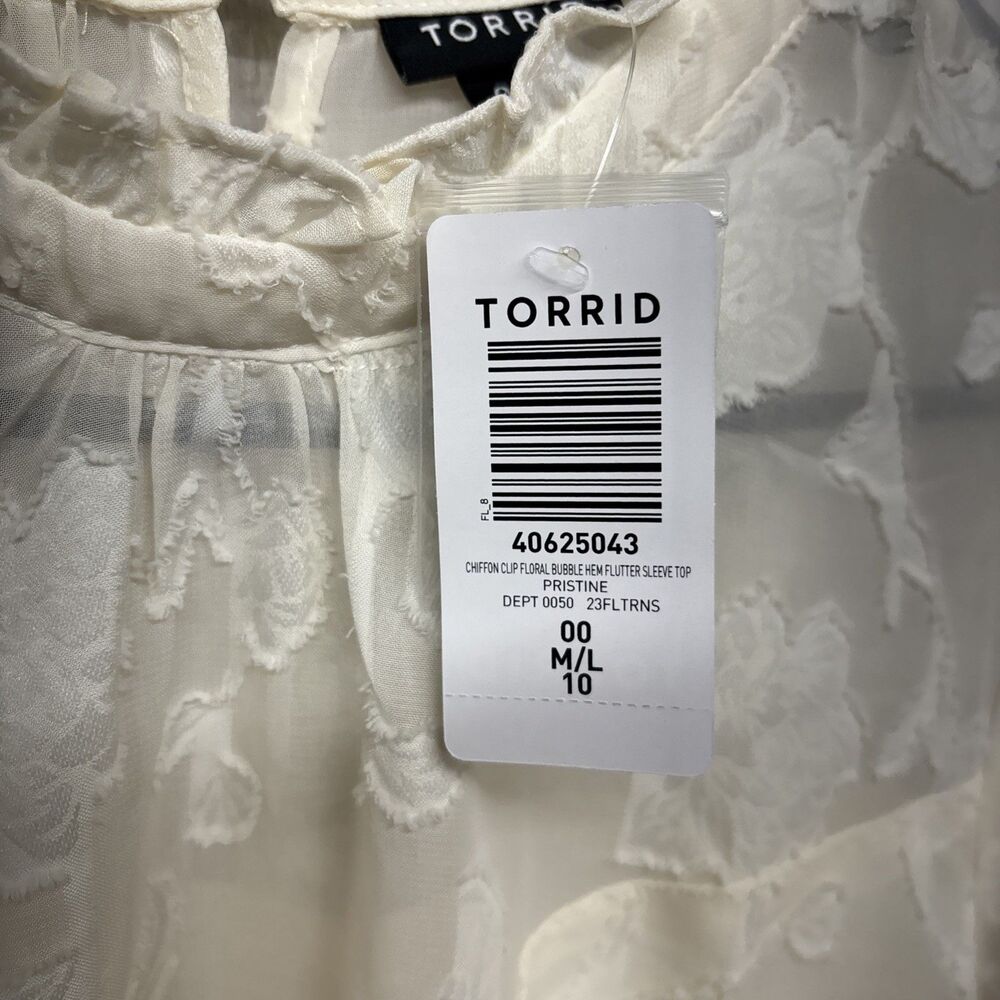 Womens Size 00 M/L Torrid Chiffon Ivory Top NWT - Picture 6 of 6